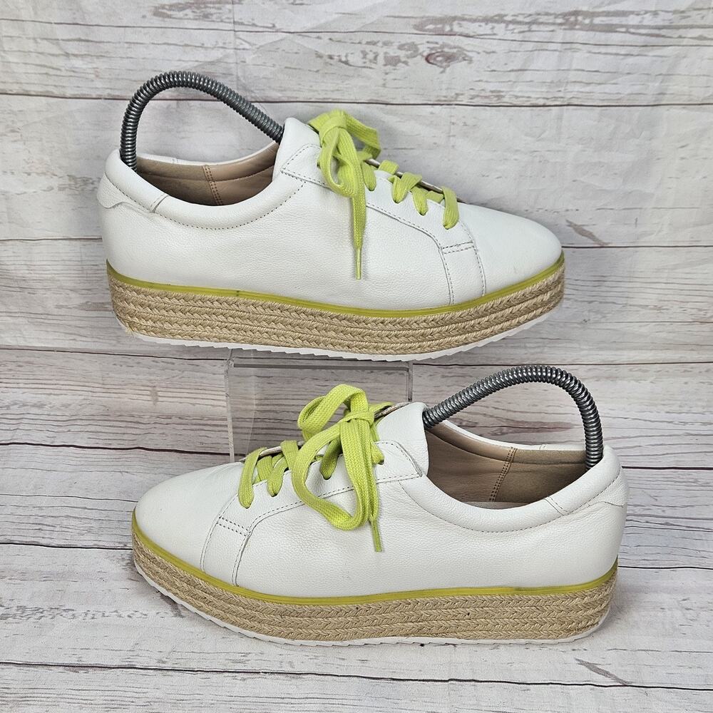Halogen Platform Espadrille Oxfords Shoes Womens Size 8M White Leather Lace Up